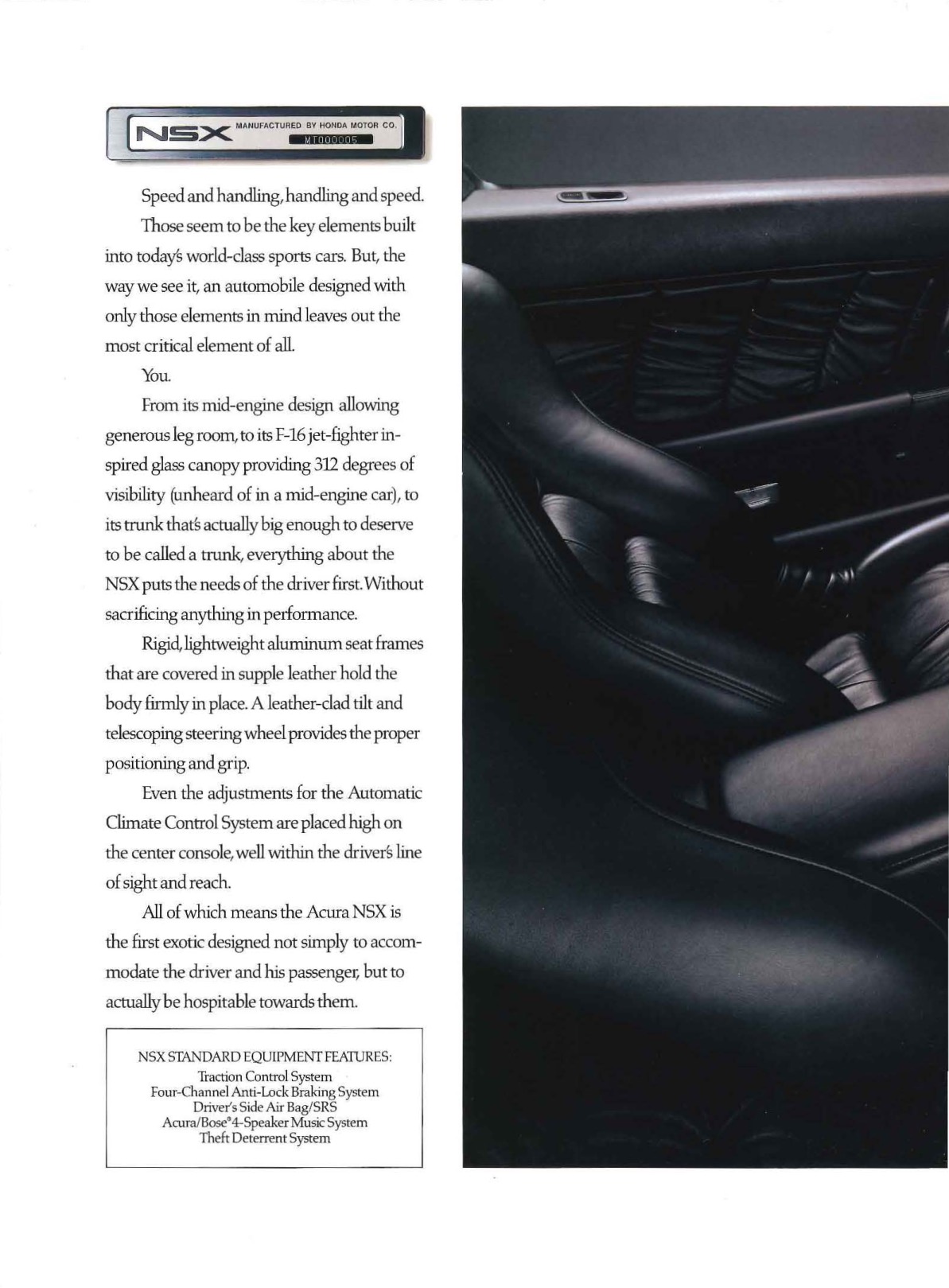 1991 Acura NSX Brochure Page 8